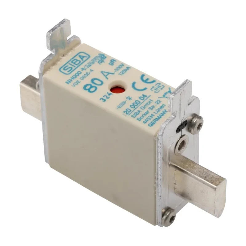 SIBA 80A NH Fuse NH000 500V AC High Breaking Capacity Blade Tag Fuse NH000 Series 20-000 NH000