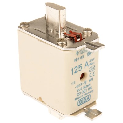 SIBA 125A NH Fuse NH00 500V AC High Rupture Capacity Blade Tag Type NH00 