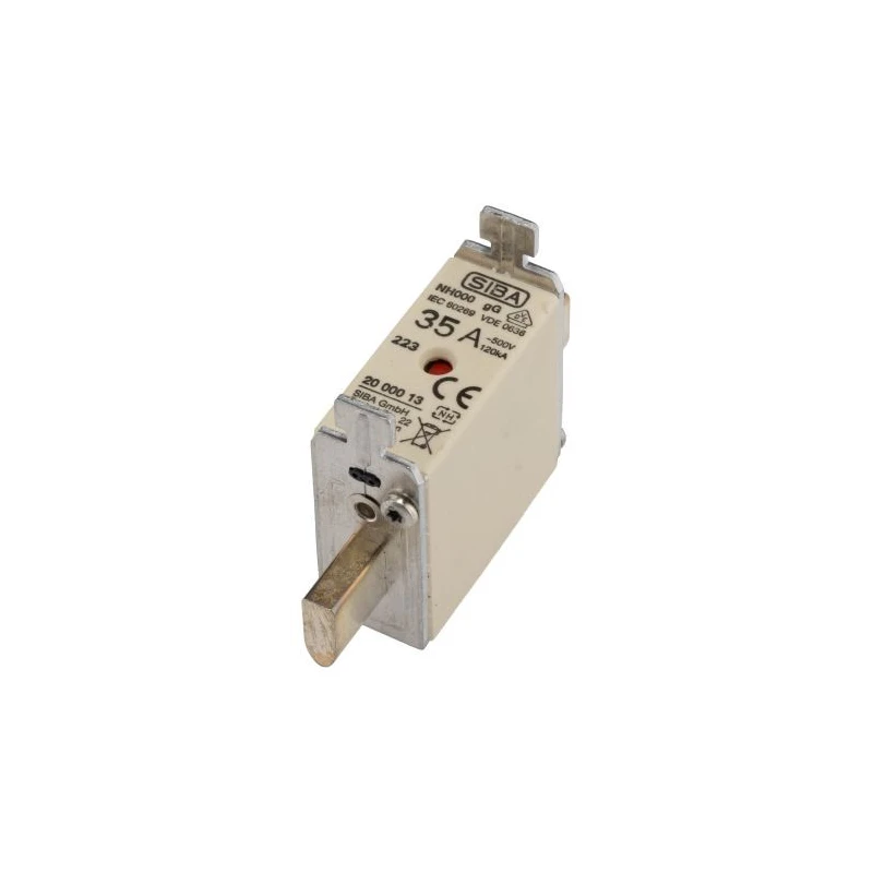SIBA 35A Centred Tag Fuse NH000 500V AC High Rupture Capacity FF Speed NH000 