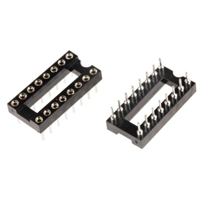 Winslow 2.54 mm Pitch Vertical 16 Way Through Hole Turned Pin Open Frame DIL Socket 5A W30516TRC