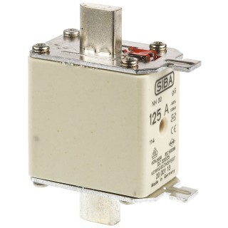 SIBA 125A NH Fuse NH00 500V AC Ceramic Time Current, Current Limiting NH Series NH00 Model 