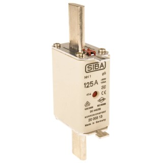 SIBA 125A Centred Tag Fuse NH1 500V AC 20-003-13/125A