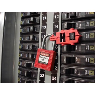 RS PRO Red 1-Lock Lockout Nylon Circuit Breaker Switch Lockouts, 7.14 mm SINGLE POLE CIRCUIT BREAKER EA