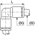 Legris Pneumatic Fitting Push In 6 mm x 6 mm Glass Reinforced Nylon Equal Elbow Connector LF3000 