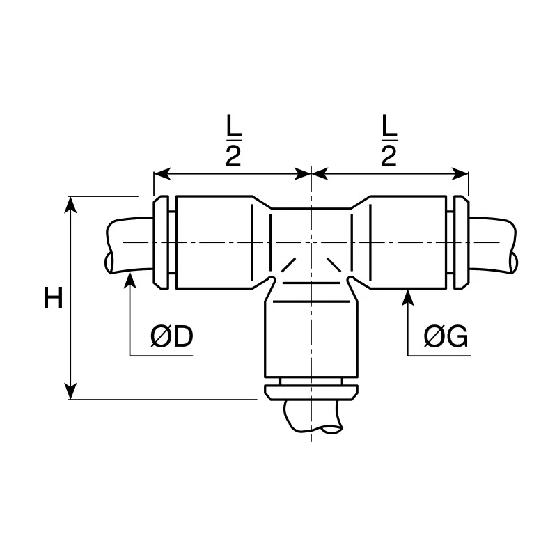 Legris Pneumatic Push In Equal Tee Connector LF3000, 4 mm, Technical Polymer, Nickel Finish LF3000