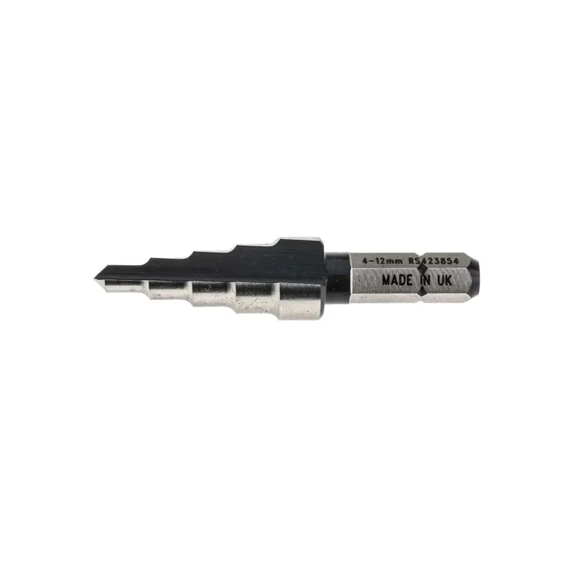 RS PRO HSS 4 to 12 mm Drill Bit, 55mm Overall Length, Hex Shank 7.15mm, Bright Finish 423-854