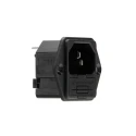 Bulgin C14 Straight Panel Mount IEC Connector, 250V, 10A, Fuse Size 5 x 20 mm PF0001/63