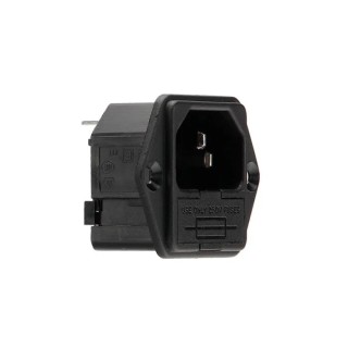 Bulgin C14 Straight Panel Mount IEC Connector, 250V, 10A, Fuse Size 5 x 20 mm PF0001/63