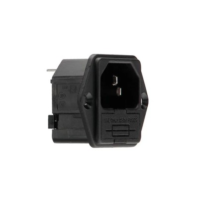 Bulgin C14 Straight Panel Mount IEC Connector, 250V, 10A, Fuse Size 5 x 20 mm PF0001/63