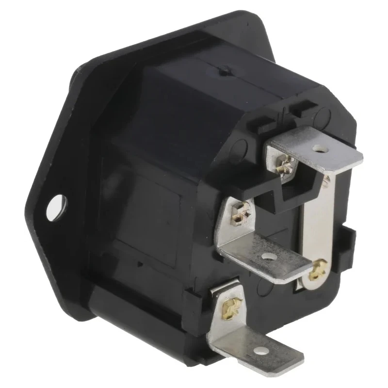 Bulgin C14 Straight Panel Mount IEC Connector, 250V, 10A, Fuse Size 5 x 20 mm PF0001/63