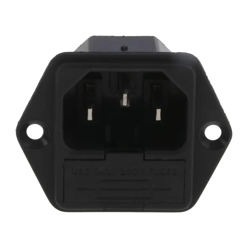 Bulgin C14 Straight Panel Mount IEC Connector, 250V, 10A, Fuse Size 5 x 20 mm PF0001/63