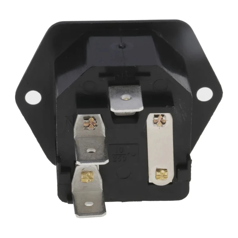 Bulgin C14 Straight Panel Mount IEC Connector, 250V, 10A, Fuse Size 5 x 20 mm PF0001/63