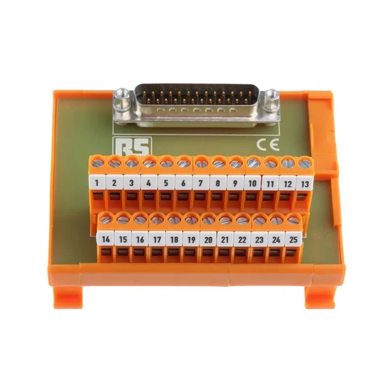 RS PRO 25-Contact Male Interface Module, D-Sub Connector, DIN Rail Mount, 50V, 1A, Side Entry, 90x70x62mm 425-106