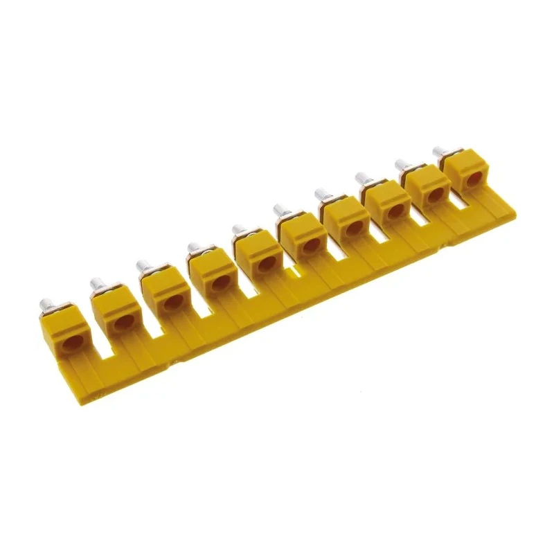 Weidmüller WQV Series 10-Poles Polyamide Yellow Jumper Bar for DIN Rail Terminal Blocks 63A Current Rating 1052460000