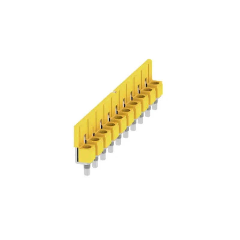 Weidmüller WQV Series 10-Poles Polyamide Yellow Jumper Bar for DIN Rail Terminal Blocks 63A Current Rating 1052460000