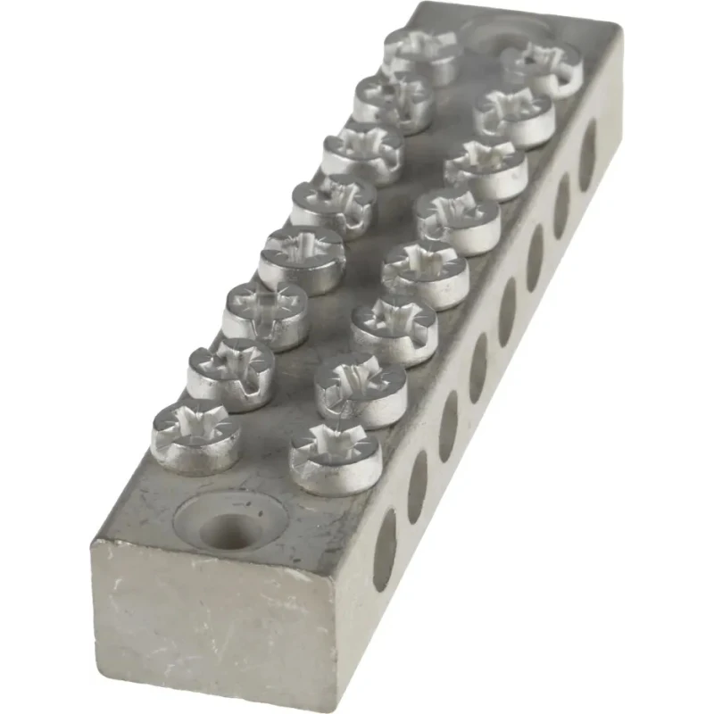 RS PRO 8-Way Double Screw Earth Terminal Block 16AWG Wire Brass Housing 425-550