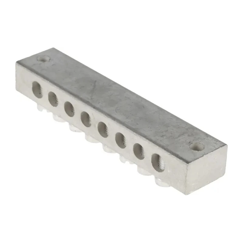 RS PRO 8-Way Double Screw Earth Terminal Block 16AWG Wire Brass Housing 425-550