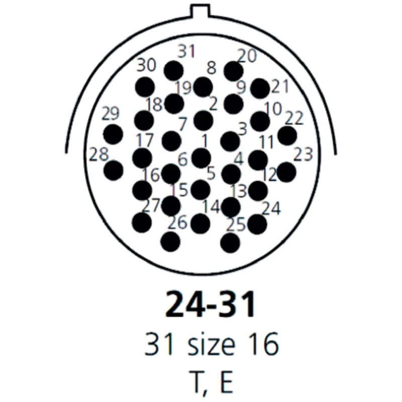 Deutsch IP67 Rated Circular Connector Plug Female 31 Contacts Cable Mount 1.59 mm HD20 Series HDP26-24-31SE-L017