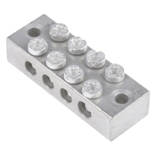 RS PRO 4-Way Double Screw Earth Terminal Block, 0mm² to 16mm² Cable CSA, 16AWG Wire, Brass Housing 425-544