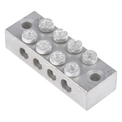RS PRO 4-Way Double Screw Earth Terminal Block, 0mm² to 16mm² Cable CSA, 16AWG Wire, Brass Housing 425-544