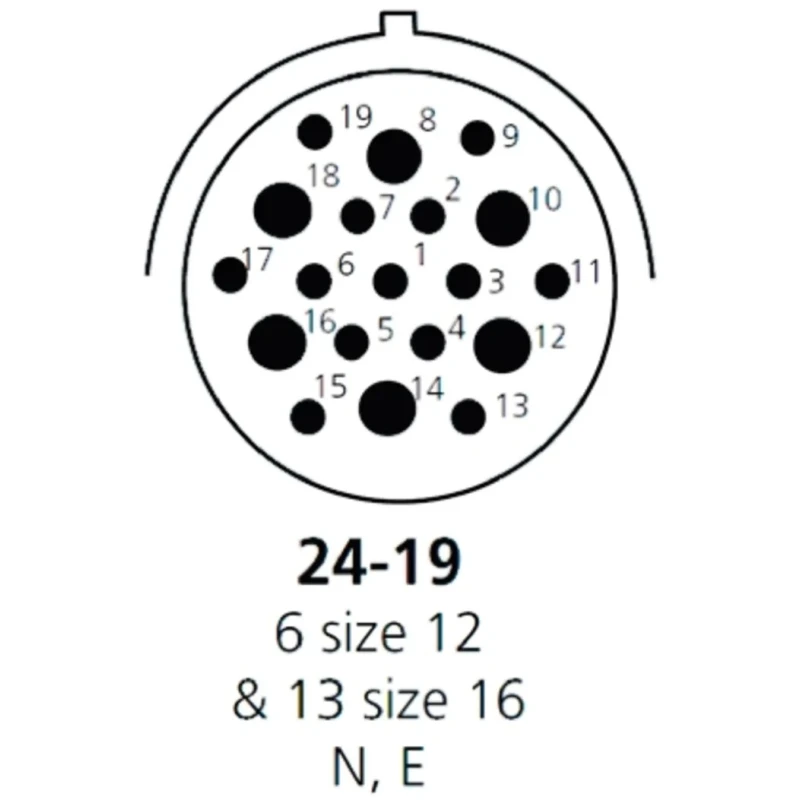 Deutsch Industrial Circular Connector Cable Mount 19 Contacts 2.39 mm Plug Male IP67 HDP26-24-19PE-L017