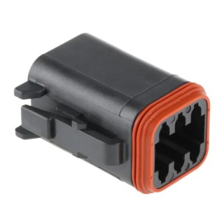 Deutsch DT Automotive Connector Male 6 Way Crimp Termination, Thermoplastic Housing, Copper Alloy Contacts DT06-6S-CE06