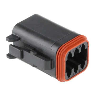 Deutsch DT Automotive Connector Male 6 Way Crimp Termination, Thermoplastic Housing, Copper Alloy Contacts DT06-6S-CE06