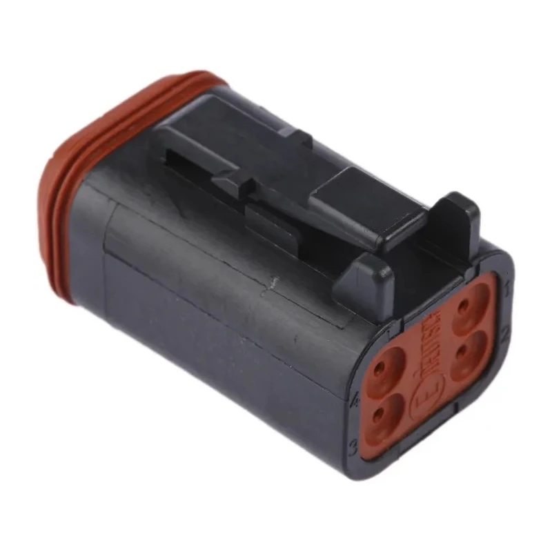 Deutsch DT Automotive Connector Male Black Bulkhead Mount 4 Way Crimp Termination DT06-4S-CE06