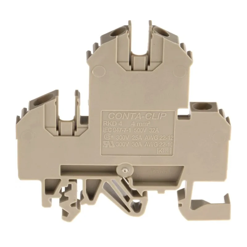 RS PRO Brown Double Level Terminal Block 0.5 to 4 mm², 32A, 500V, Screw Termination, 2-Level 815-701
