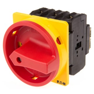 Eaton 3-Pole Panel Mount Isolator Switch, IP65, 32A, 55 kW, Red Handle, P3-100 Series