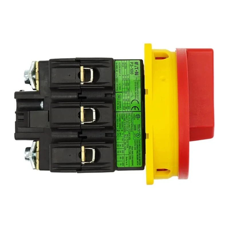 Eaton 3-Pole Panel Mount Isolator Switch, IP65, 32A, 55 kW, Red Handle, P3-100 Series 