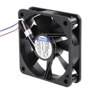 ebm-papst 600 F Series Ball Bearing DC Axial Fan, Rectangular Frame, 12V DC, 1 W, 27 m³/h, 3900 RPM, 60 mm x 60 612 F/2-638