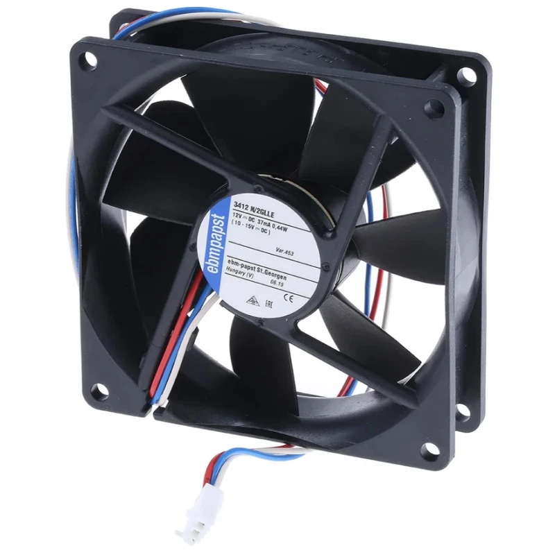 ebm-papst 3400 N Series Ball Bearing DC Axial Fan 12V dc 420 mW 36 m³/h 92 mm 25 mm 3412 N/2GLLE-453