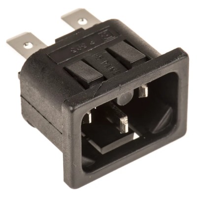 Bulgin C16 Straight Snap-in IEC Connector 250V Male Quick Connect Rewireable PX0595/15/63