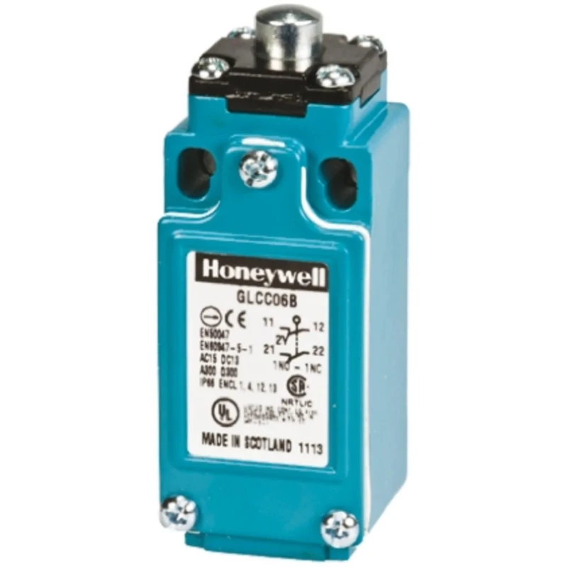Honeywell Technologies GLC Series Plunger Limit Switch 2 NC IP66 Die Cast Zinc Epoxy Coated Housing 600V AC 10A GLCC06B