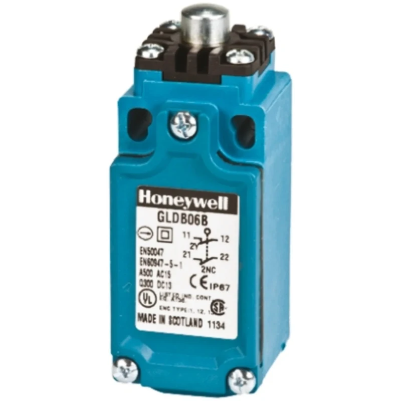 Honeywell Technologies GLD Series Plunger Limit Switch DPST 10A, IP66 Fibreglass Reinforced Thermoplastic Housing GLDB06B