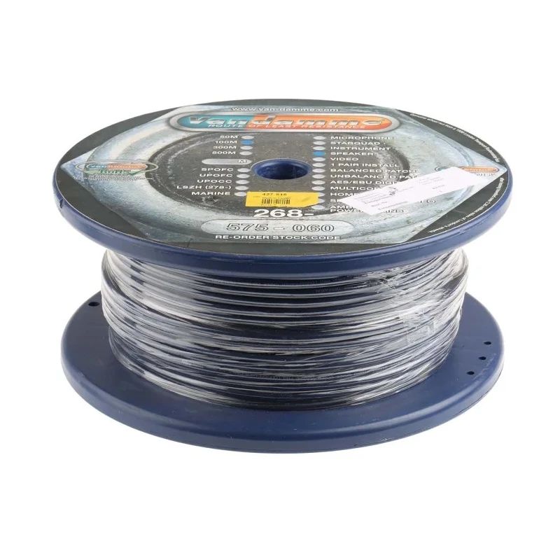 Van Damme Blue Studio Grade Series 2 Core Audio Cable, Blue, 100 m 268-575-060