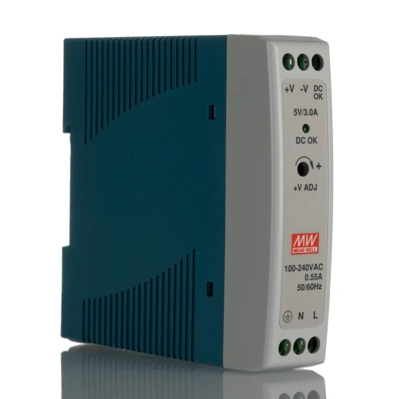 MEAN WELL MDR Switched Mode DIN Rail Power Supply 264V AC Input 5.5V DC, 3A Output, 20W MDR-20-5