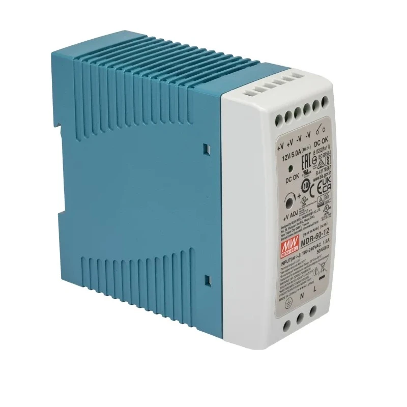MEAN WELL MDR Switched Mode DIN Rail Power Supply AC 85-264V Input 15V DC 5A 60W MDR-60-12
