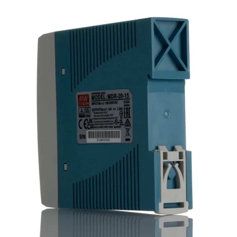 MEAN WELL MDR Switched Mode DIN Rail Power Supply 264V AC Input 16.5V DC, 1.34A Output, 20W MDR-20-15