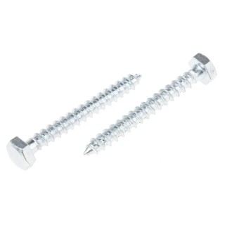 RS PRO Hex Coach Screw Steel Bright Zinc M6 x 50 mm x 12 mm 824-890