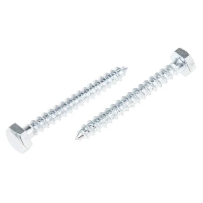 RS PRO Hex Coach Screw Steel Bright Zinc M6 x 50 mm x 12 mm 824-890