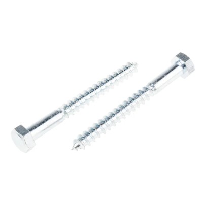 RS PRO Hex Coach Screw Steel Bright Zinc M12 x 80 mm x 12 mm 825-023