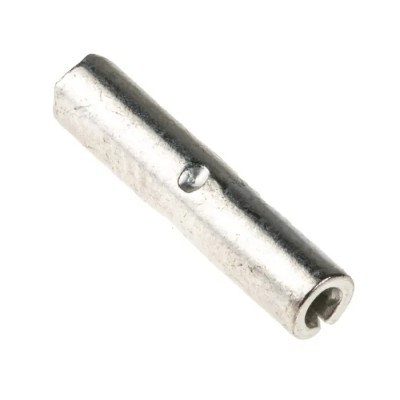 RS PRO Butt Splice Connector, Uninsulated, Tin, Copper Contact, Crimp Termination, 15mm Length, 0.5 to 1.5 mm² Wire 433-078