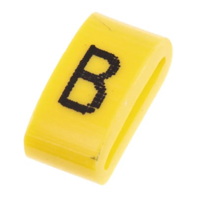 HellermannTyton Ovalgrip Pre-Printed Slide-On Cable Marker Black Legend, Yellow PVC, 2.5mm-6mm Cable Diameter, 901-10453