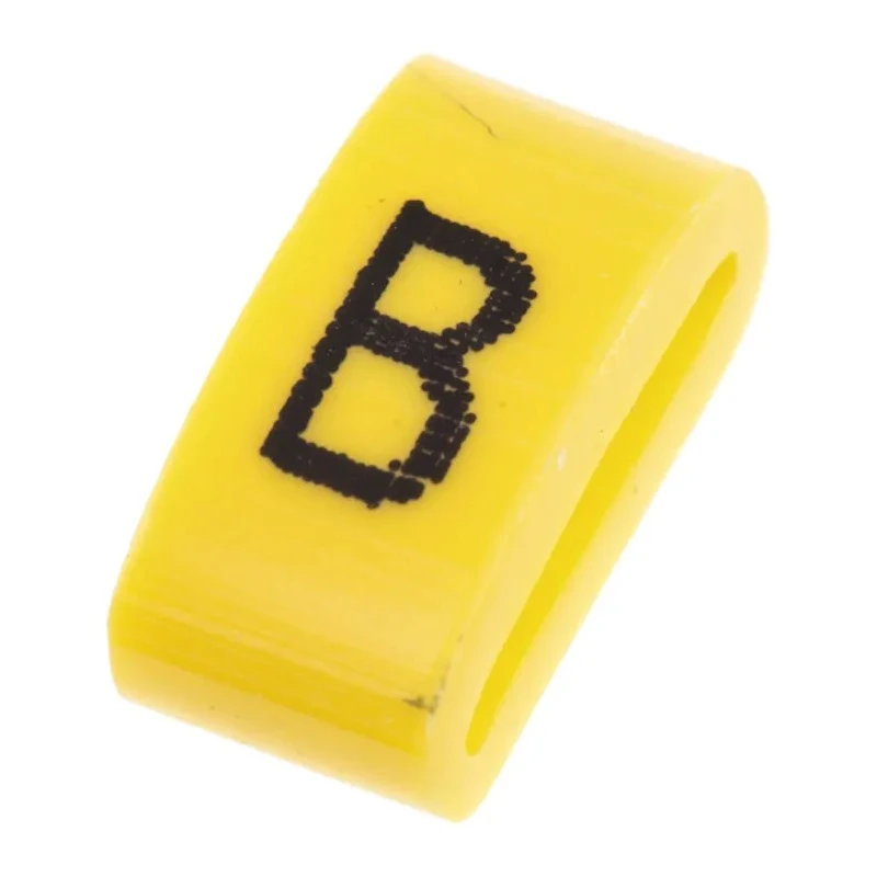 HellermannTyton Ovalgrip Pre-Printed Slide-On Cable Marker Black Legend, Yellow PVC, 2.5mm-6mm Cable Diameter, 901-10453