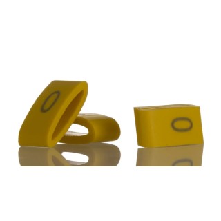 HellermannTyton Ovalgrip Slide-On Cable Marker, Black Legend, Yellow Marker Colour, Pre-Printed '0', 2.5 to 6 mm 901-10478