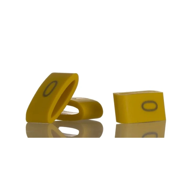 HellermannTyton Ovalgrip Slide-On Cable Marker, Black Legend, Yellow Marker Colour, Pre-Printed '0', 2.5 to 6 mm 901-10478