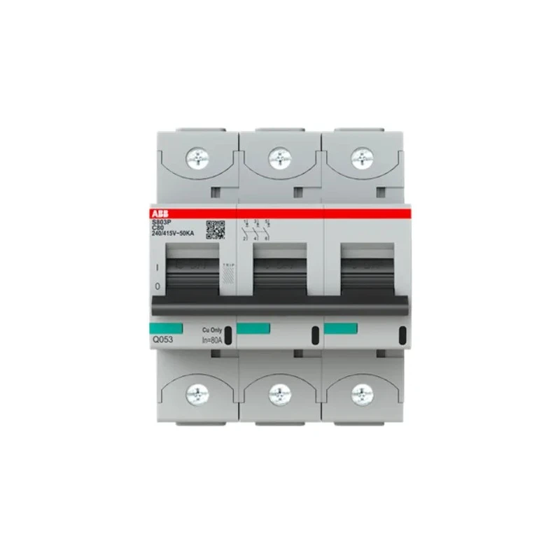 ABB High Performance S800N 3-Pole Miniature Circuit Breaker 80A Type C 690V AC 375V DC 36kA Breaking Capacity 2CCG001232R0001