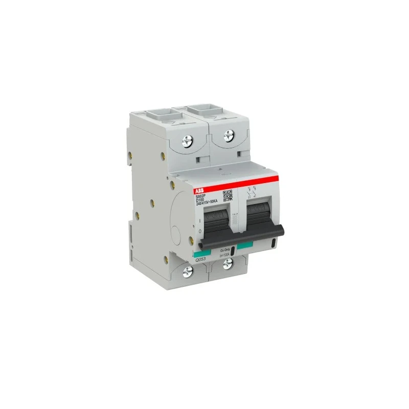 ABB High Performance S800N Miniature Circuit Breaker, 2-Pole, 100A, Type D, 690V AC, 250V DC, 36 kA Breaking 2CCG001242R0001
